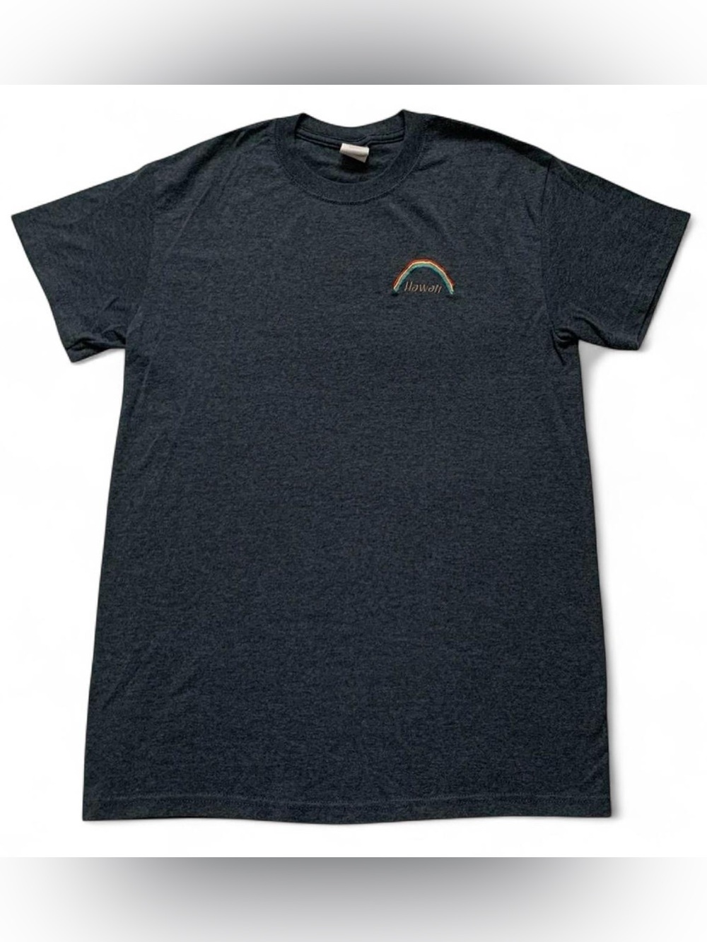 Hawaii Rainbow Dark Grey Gildan Heavy Cotton T-Shirt Size S